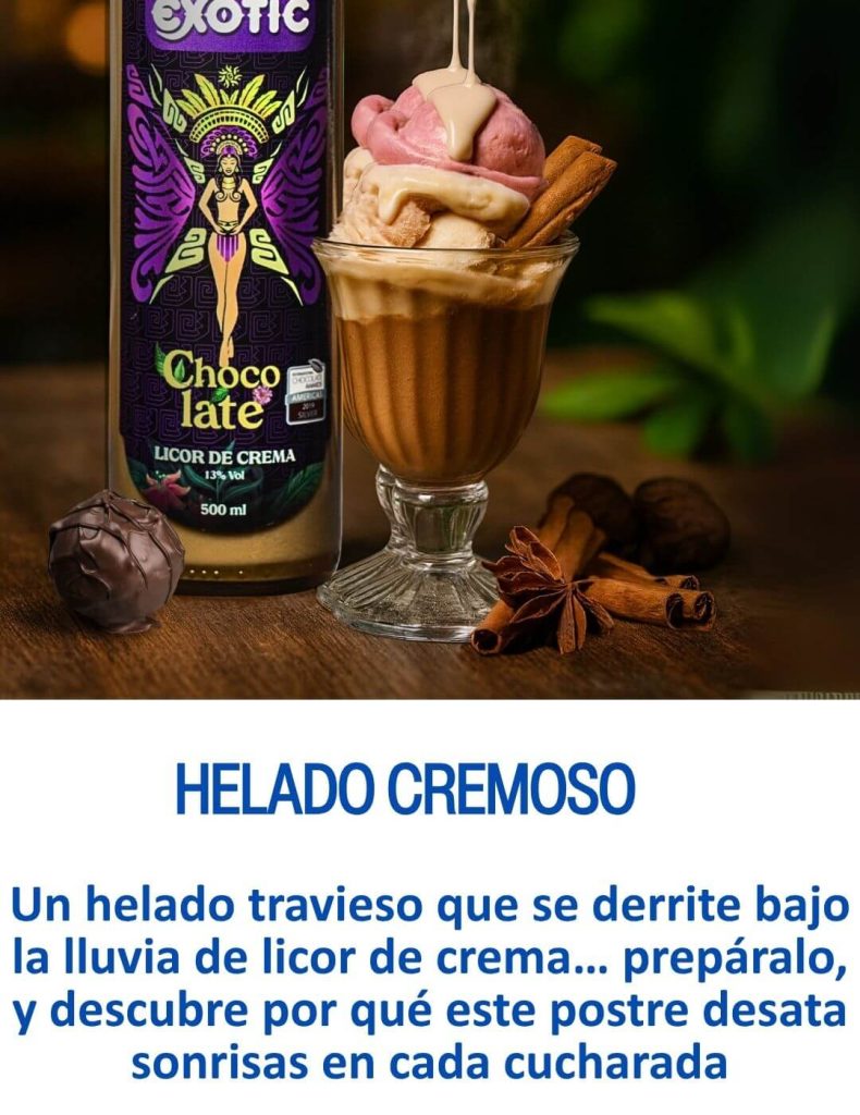 receta helado cremoso con el licor crema de chocolate marca exotic