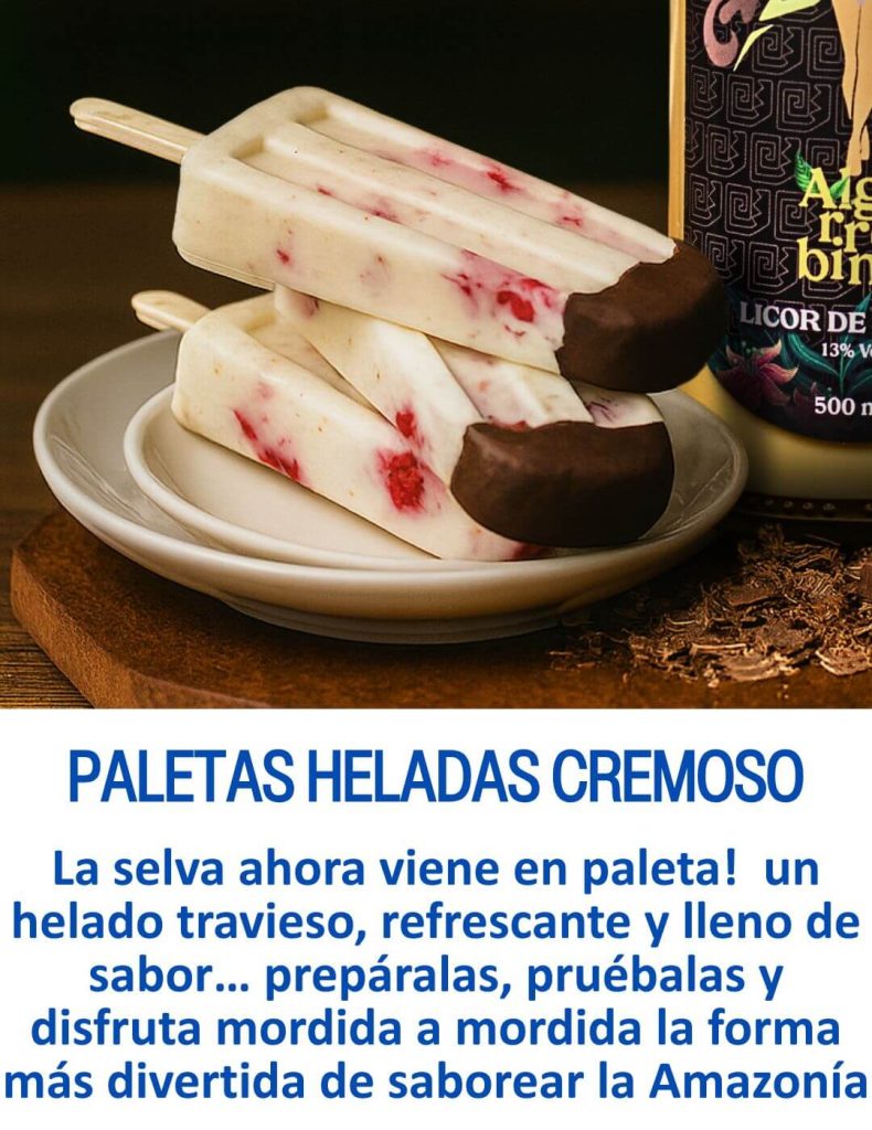 receta paletas heladas cremoso con el licor crema de algarrobina marca exotic