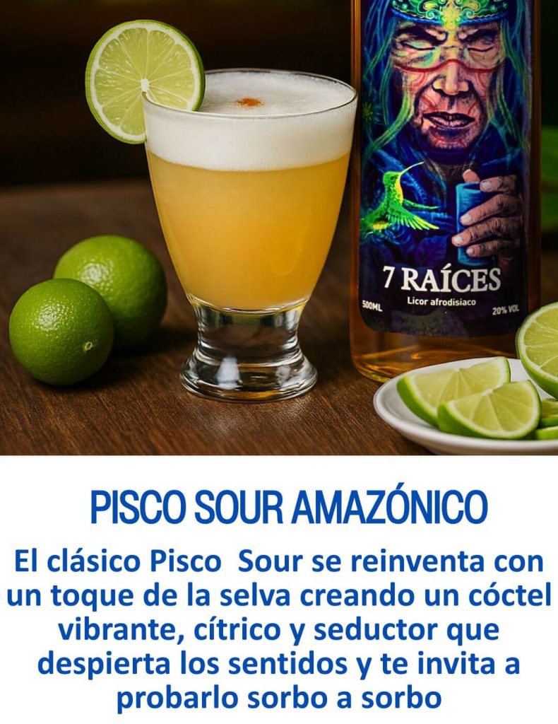 receta pisco sour amazónico con el licor macerado de la selva 7 raices marca exotic