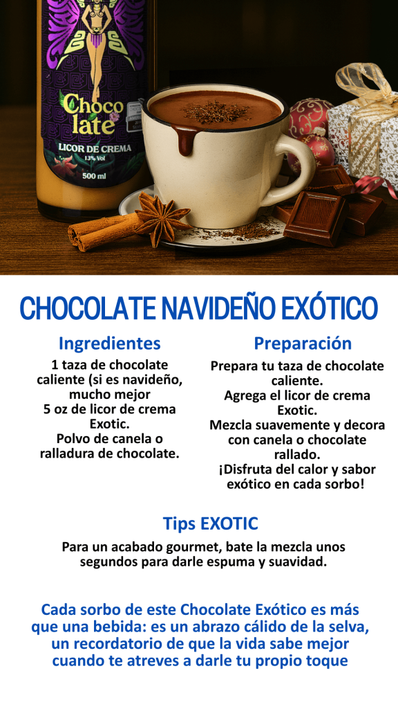 receta chocolate navideño exótico con el licor crema de chocolate marca exotic