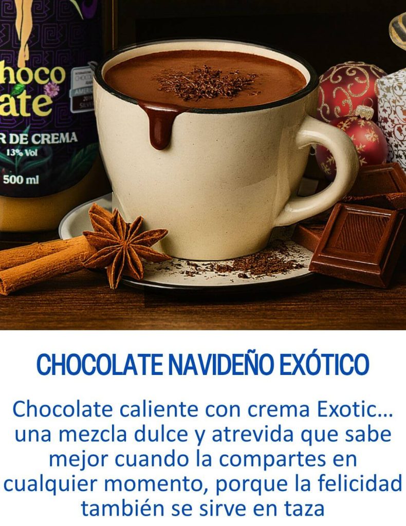 receta chocolate navideño exótico con el licor crema de chocolate marca exotic