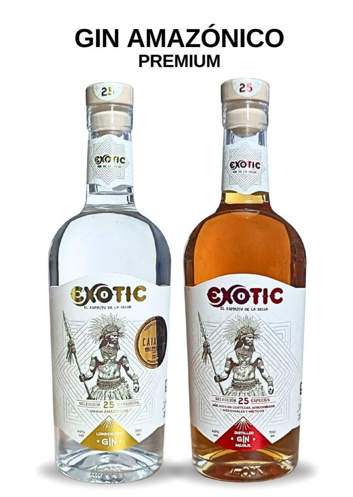 Gin amazónico umami y salvaje marca exotic, medalla de oro catador world spirits awards 2024