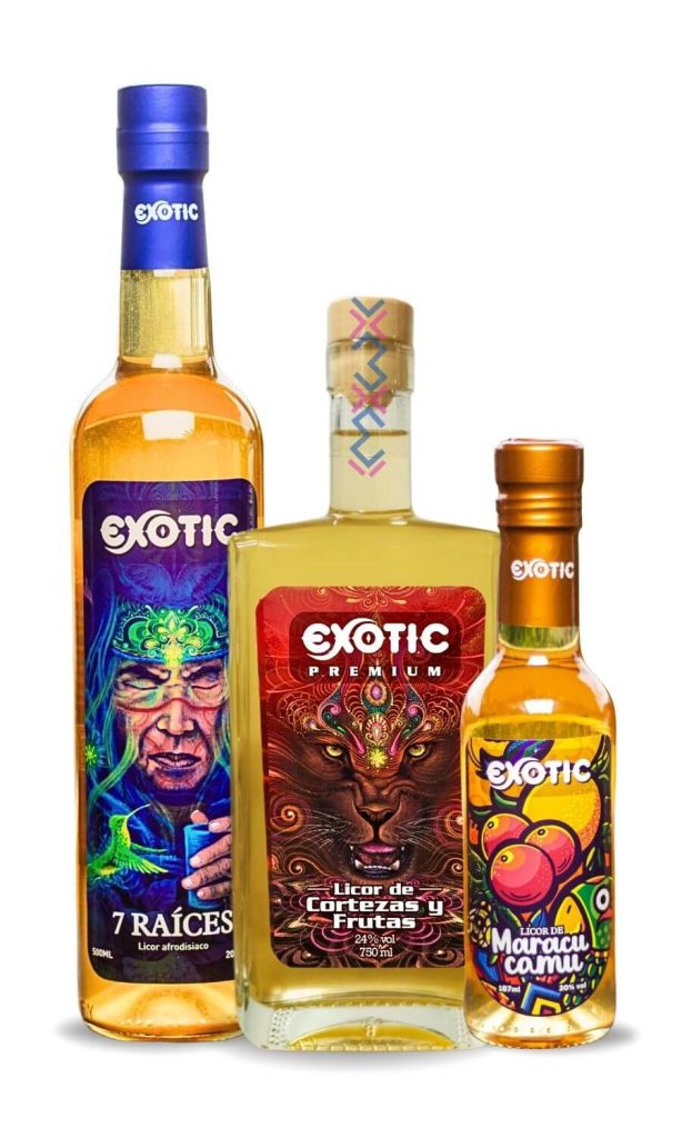Licores afrodisiacos o macerados como licor de cortezas, licor de cortezas y frutas marca exotic